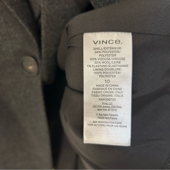 Vince One-Button Wool Blend Blazer in Heather Charcoal Size 10 - Picture 6 of 9